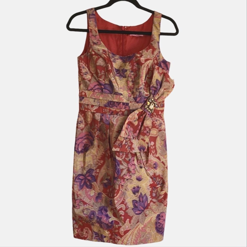Eliza J Size 4 NWT Floral Paisley Jeweled Bow Cocktail Party Dress
